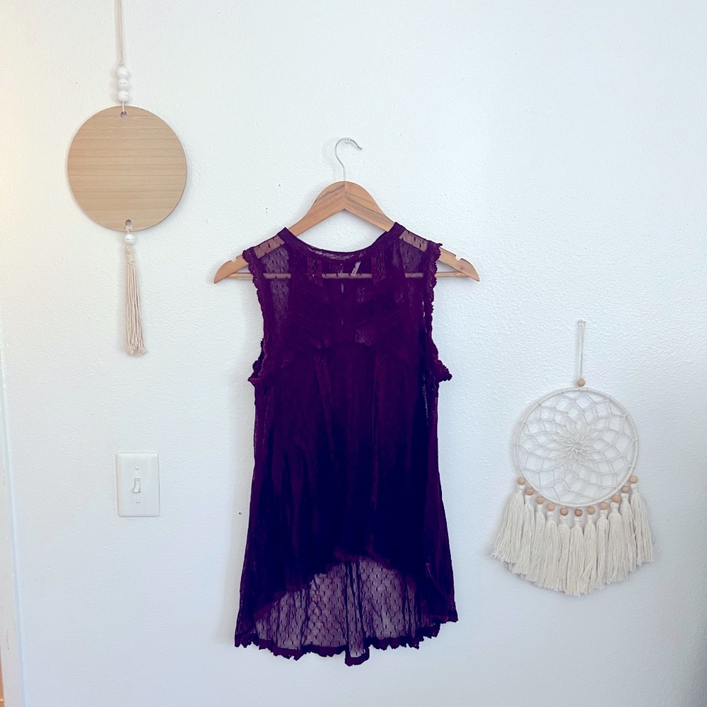Free People Deep Purple Lace Top